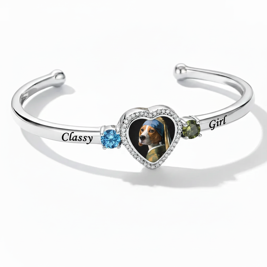 Delicate Heart Locket Bangle — Adjustable Fit, Timeless Sparkle B4002