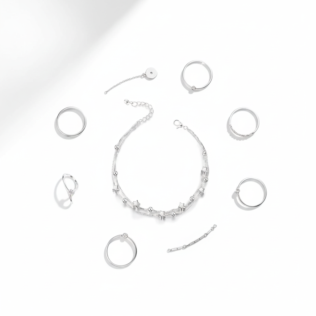 Clean Flat Lay with Jewelry