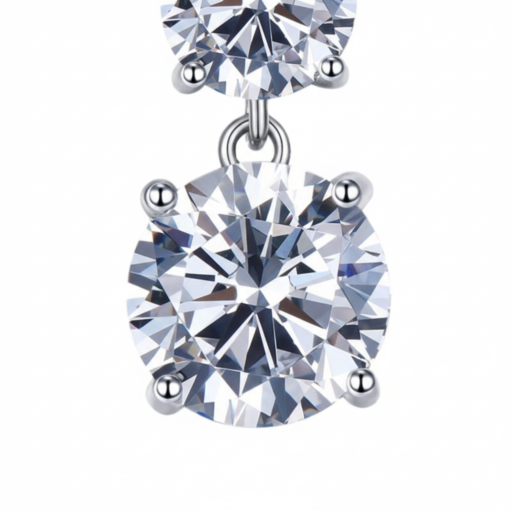 Close-up detail of diamond facets and prong settings
