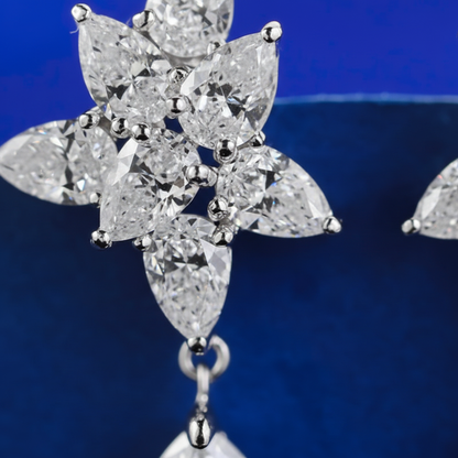 Close-up detail of diamond flower cluster and facets