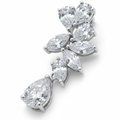 Close-up detail of mixed-cut diamond cluster