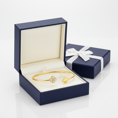 Clover diamond bangle in luxury gift box - gift-ready presentation