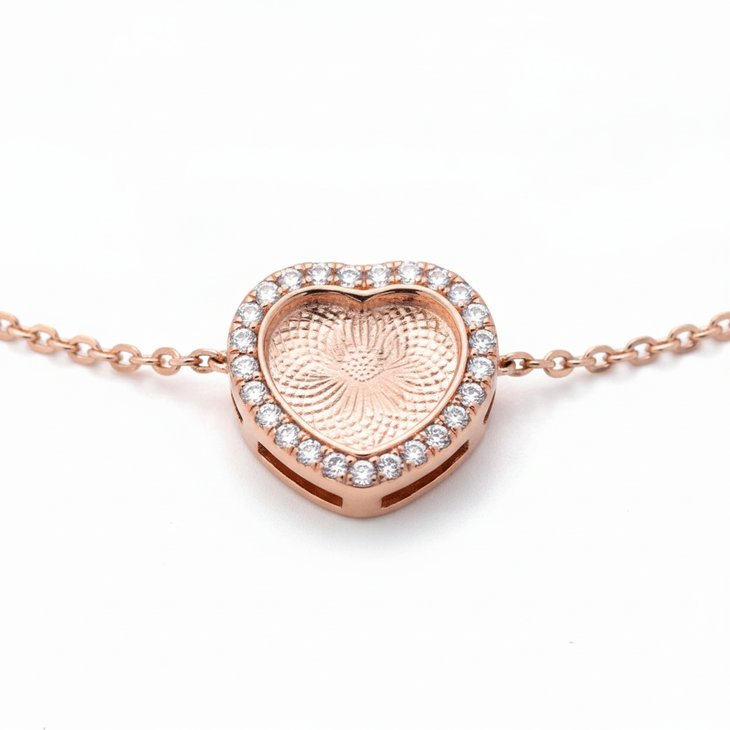 Detail - Heart Pavé and Rose Gold Texture