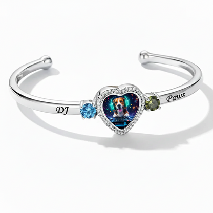 Delicate Heart Locket Bangle — Adjustable Fit, Timeless Sparkle B4002