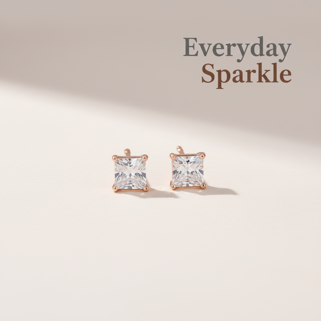 Earrings with "Everyday Sparkle" text overlay