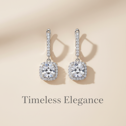 Earrings with "Timeless Elegance" text overlay