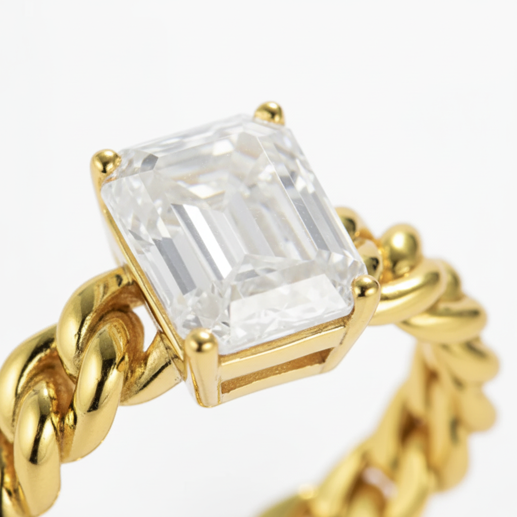Emerald Cut Ring - Macro Detail