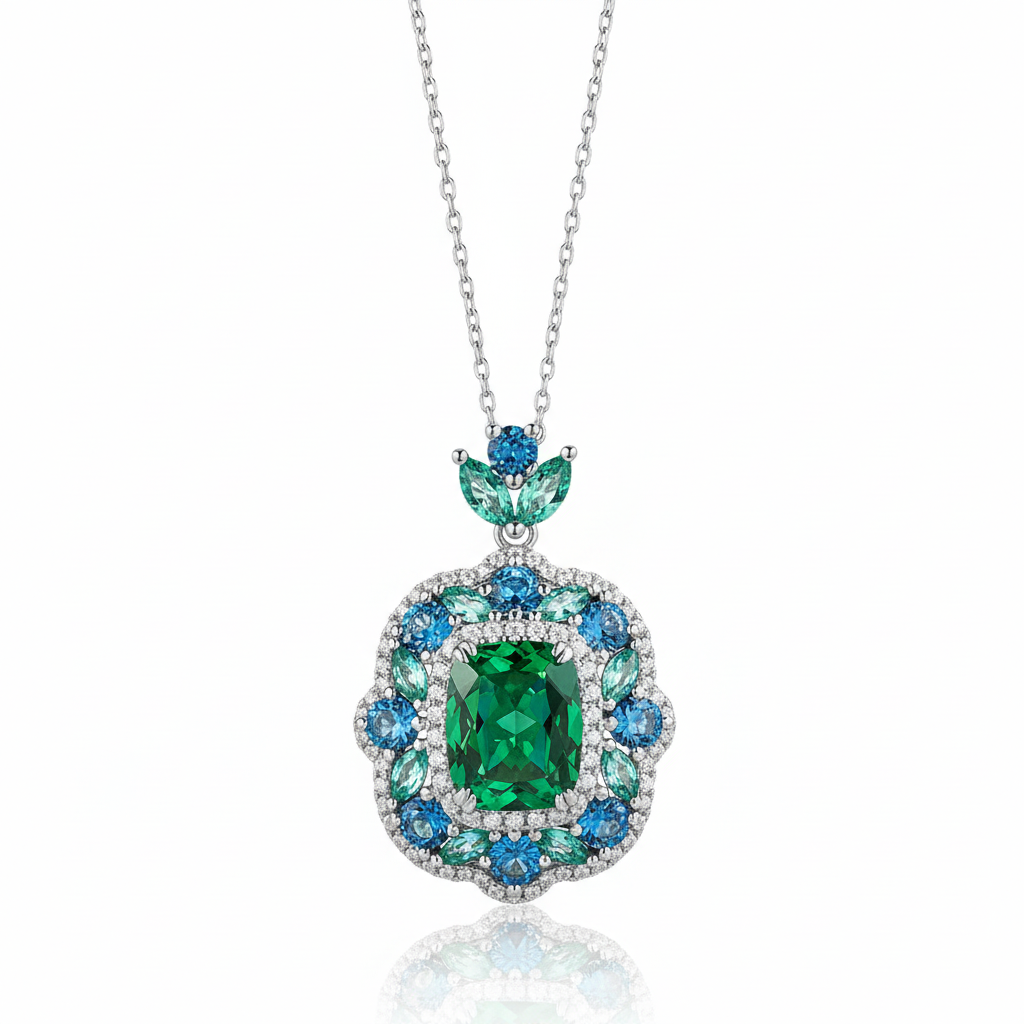 Emerald Necklace White Background