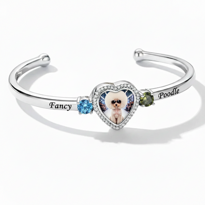 Delicate Heart Locket Bangle — Adjustable Fit, Timeless Sparkle B4001