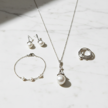 Flat lay - styling with pearl accessories