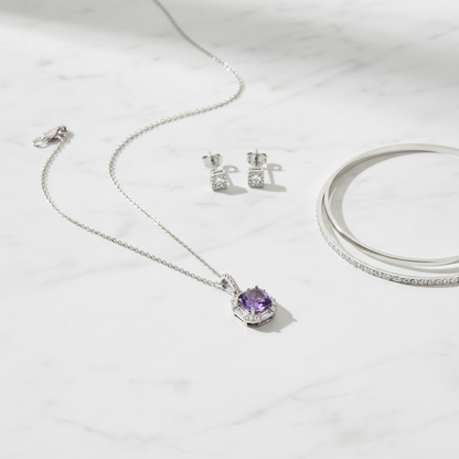 Floral pendant flat lay styling