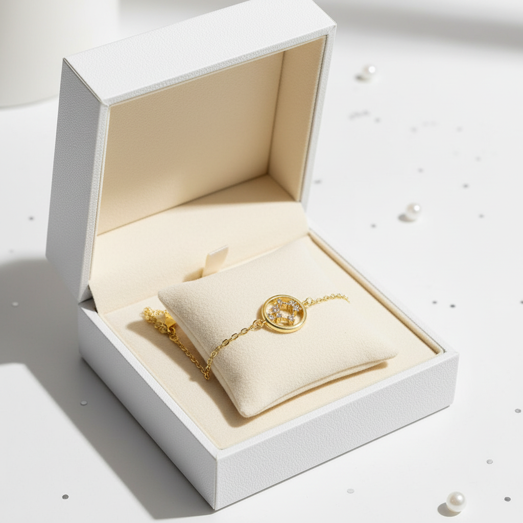 Gold cross bracelet gift box