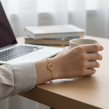 Gold cross bracelet lifestyle 1