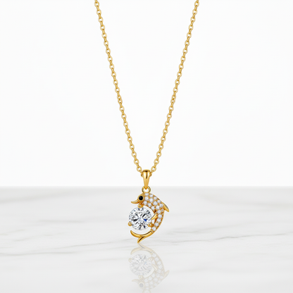 Gold Dolphin Necklace - White Background