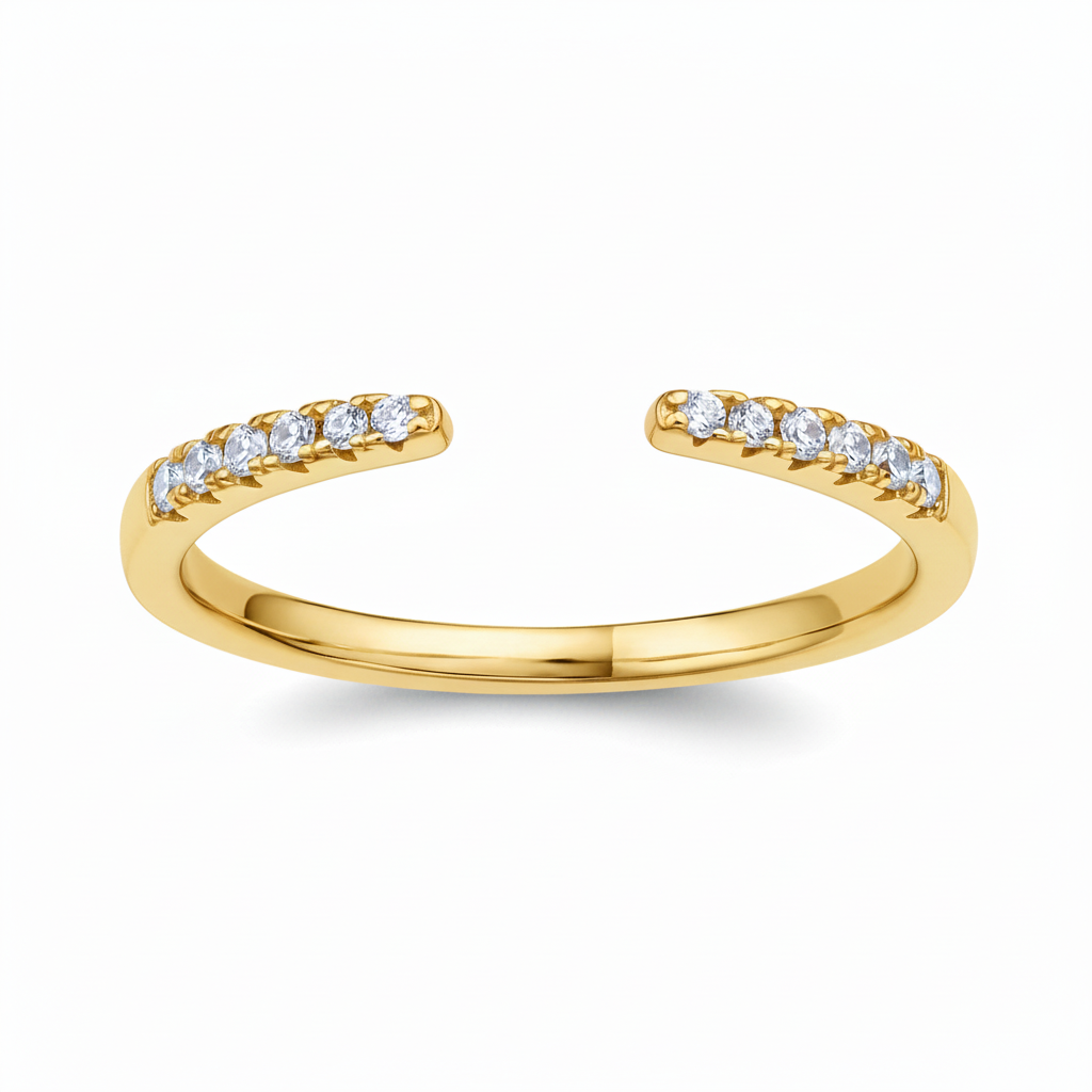 Gold Open Pavé Ring - White Background
