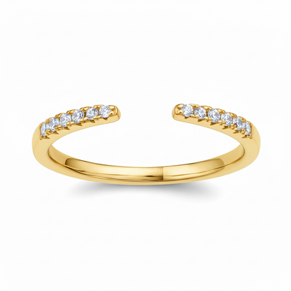 Gold Open Pavé Ring - White Background