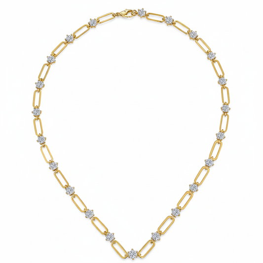 Gold Paperclip Chain Necklace - White Background