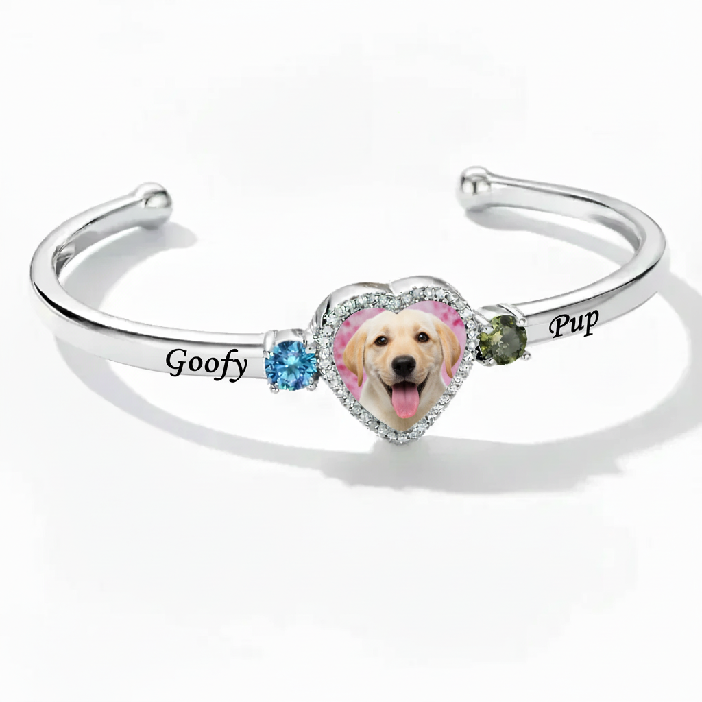 Delicate Heart Locket Bangle — Adjustable Fit, Timeless Sparkle B4007