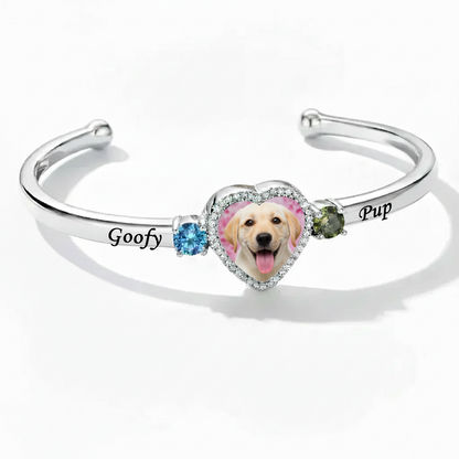 Delicate Heart Locket Bangle — Adjustable Fit, Timeless Sparkle B4007