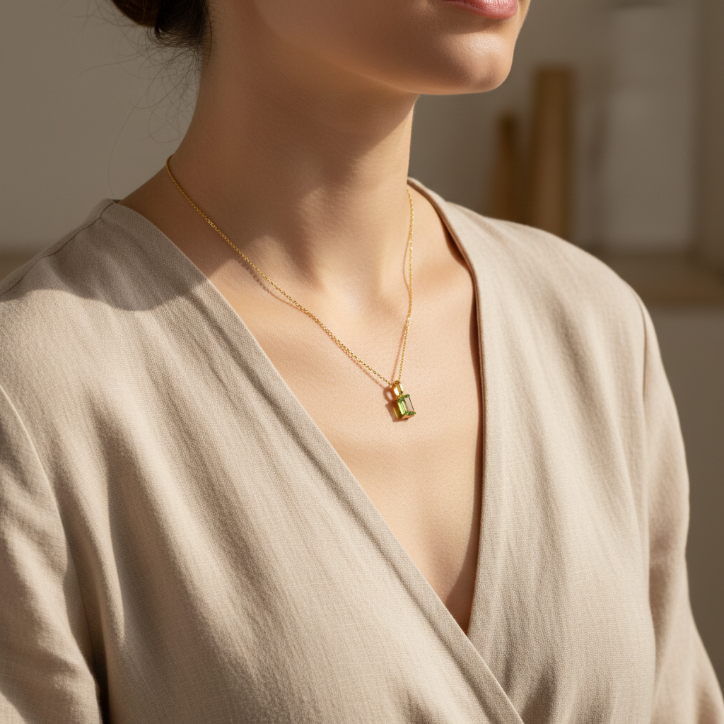 Green crystal pendant lifestyle casual