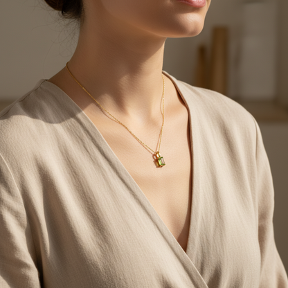 Green crystal pendant lifestyle casual