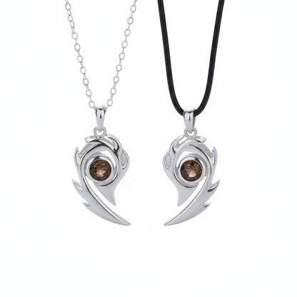 Angel Wings Heart Matching Necklaces - Sterling Silver Couple Set