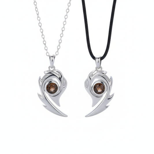 Angel Wings Heart Matching Necklaces - Sterling Silver Couple Set