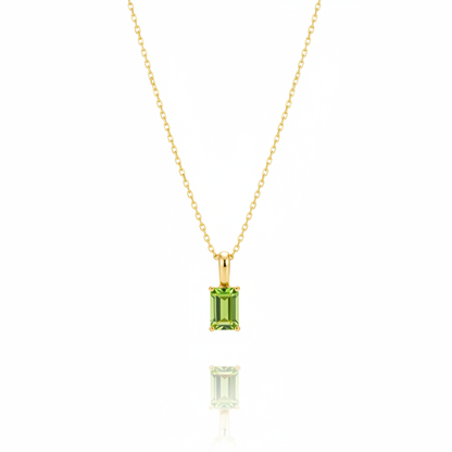 Geometric Gemstone Pendant Necklace in 925 Sterling Silver - Amethyst & Peridot