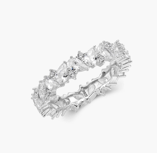 Mila Mixed-Cut Eternity Ring in 925 Sterling Silver for Women