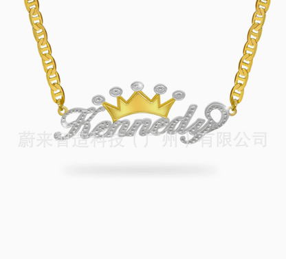Personalizable Custom Crown Pendant Necklace in 925 Sterling Silver
