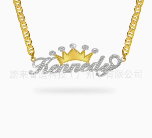 Personalizable Custom Crown Pendant Necklace in 925 Sterling Silver
