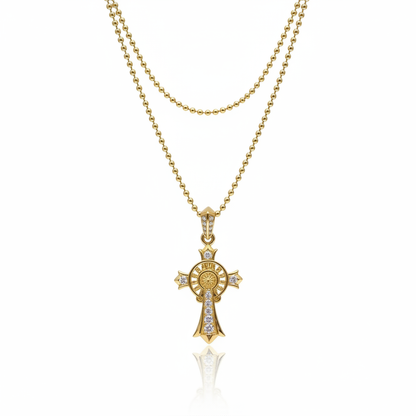 925 Silver Cross Necklace – Pavé Diamond Pendant – Gold Plated