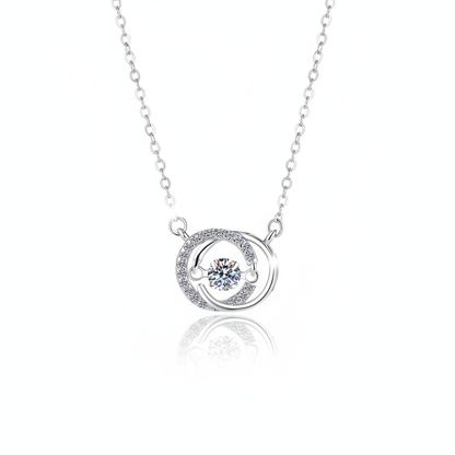 Dancing Stone Circle Pendant Necklace in Sterling Silver for Women