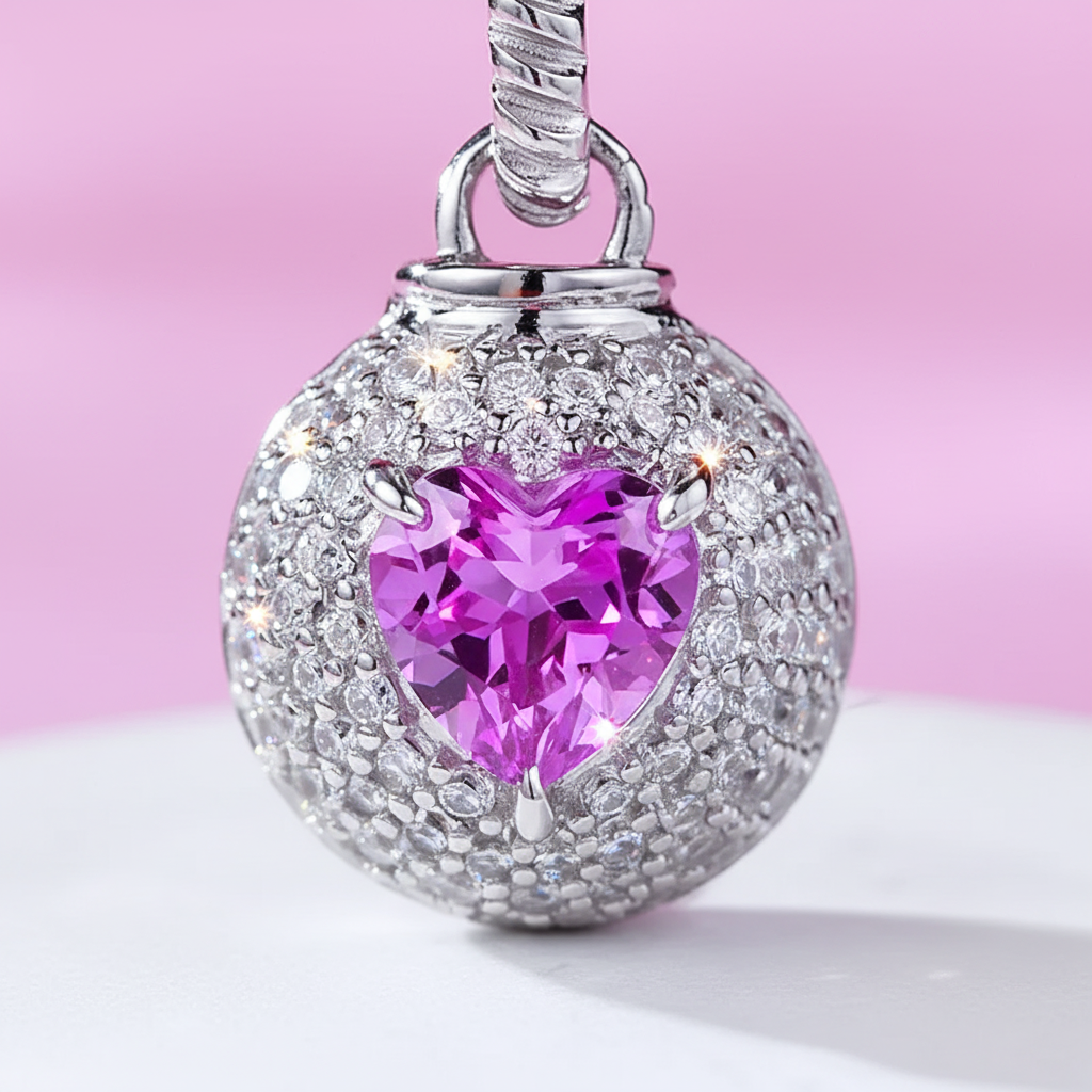 Macro detail of heart and pavé