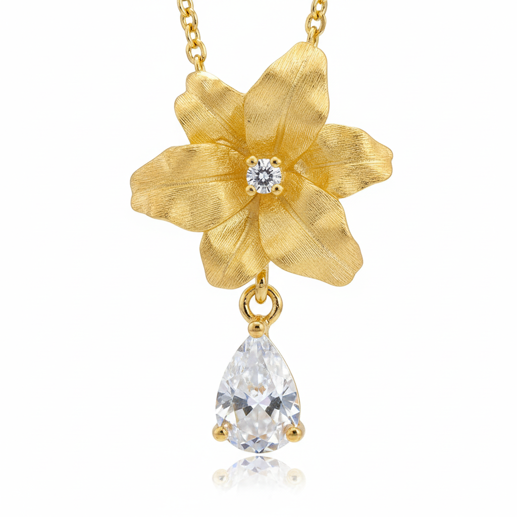 Macro gold flower and teardrop detail