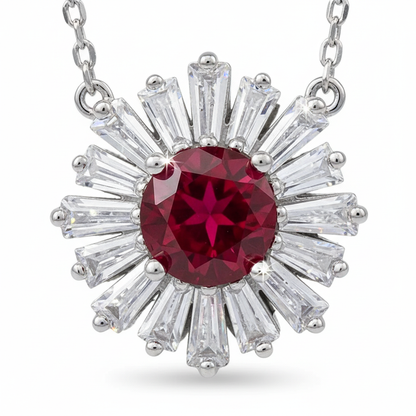Macro ruby and baguette crystal detail