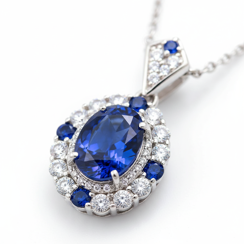 Macro sapphire and twisted halo detail