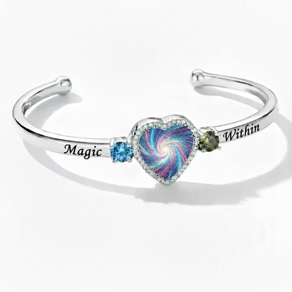 Delicate Heart Locket Bangle — Adjustable Fit, Timeless Sparkle B4008