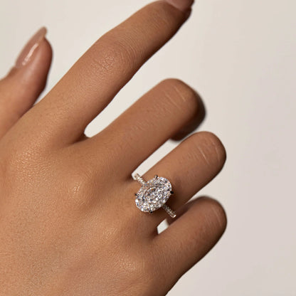 Lab Created Diamond Ring, 925 Sterling Silver Gold Plated - Classic Design for Women