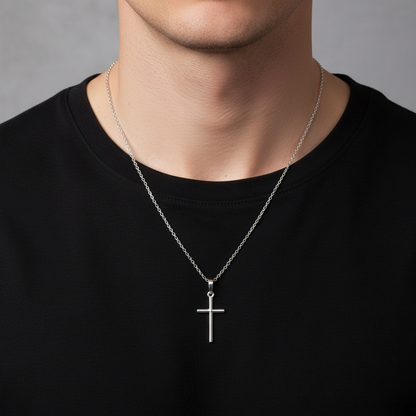 Man Wearing Cross Necklace