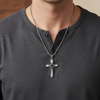 Man Wearing Cross Necklace