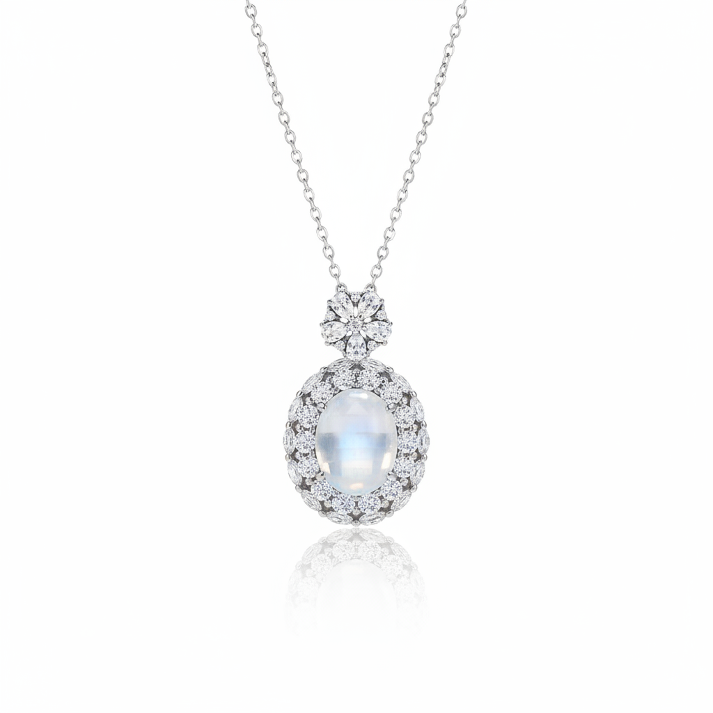 Moonstone Necklace White Background