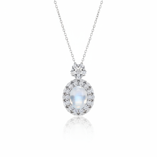 Moonstone Necklace White Background