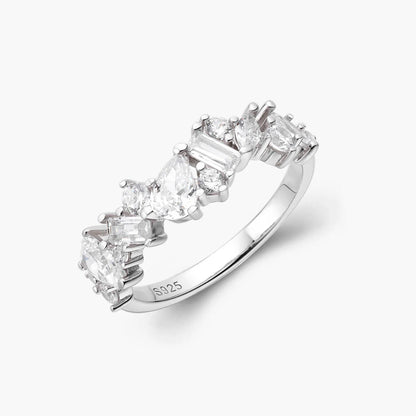 Ricady Jewel Mixed-Cut Cubic Zirconia Statement Ring, 925 Sterling Silver Band for Women, Size 4-10