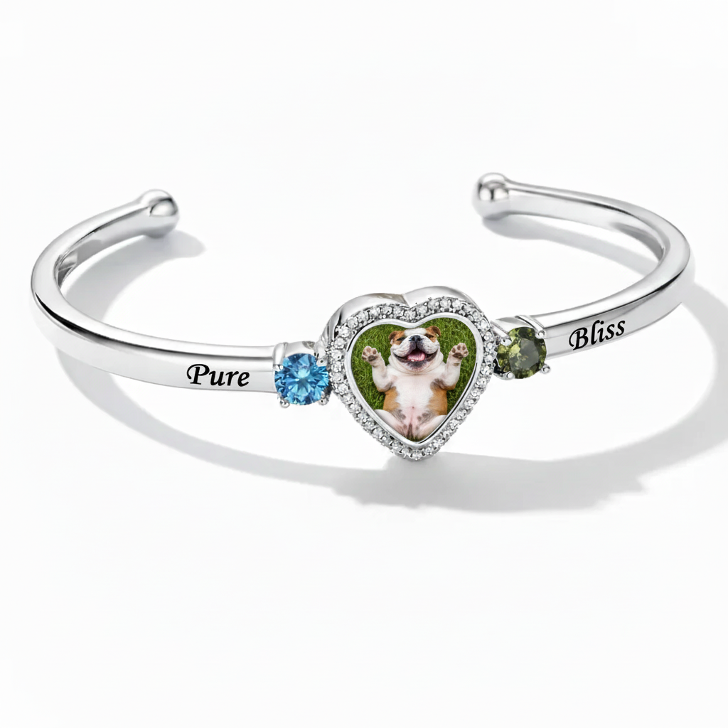 Delicate Heart Locket Bangle — Adjustable Fit, Timeless Sparkle B4001