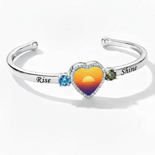 Delicate Heart Locket Bangle — Adjustable Fit, Timeless Sparkle B4008