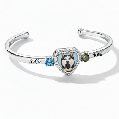 Delicate Heart Locket Bangle — Adjustable Fit, Timeless Sparkle B4002
