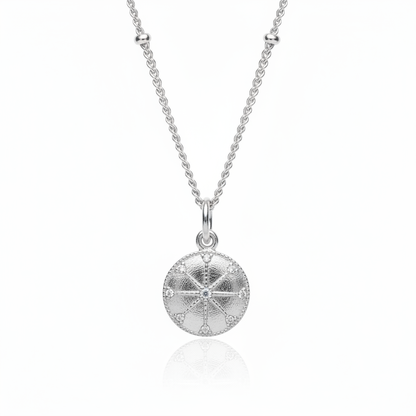 Silver compass pendant necklace