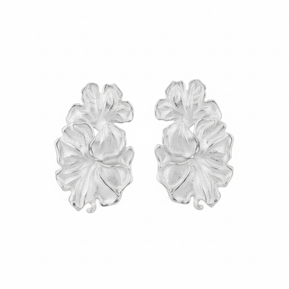 Silver double flower earrings corrected
