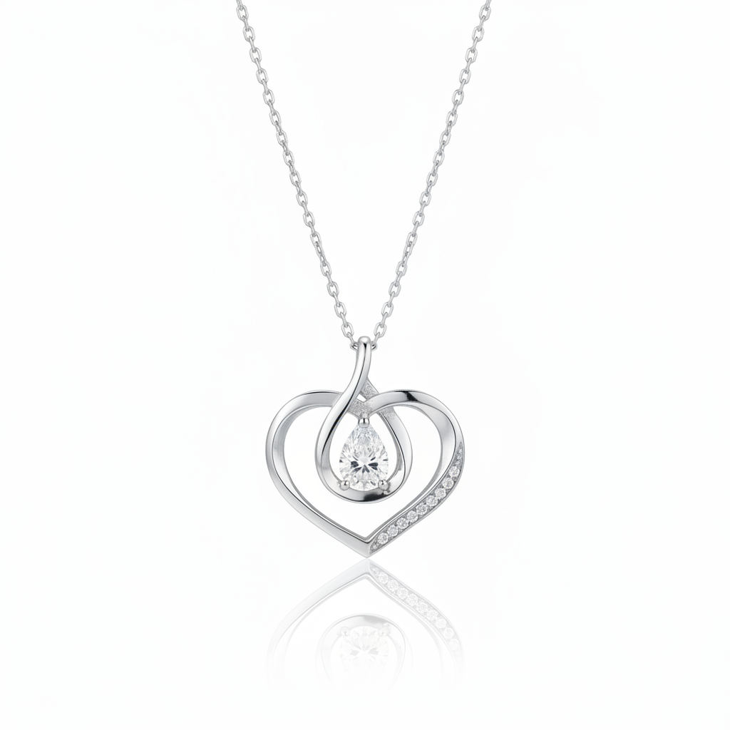 Silver infinity heart pendant necklace